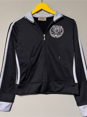 Y2K Juicy Couture black & white zip up jacket with logo Size M
